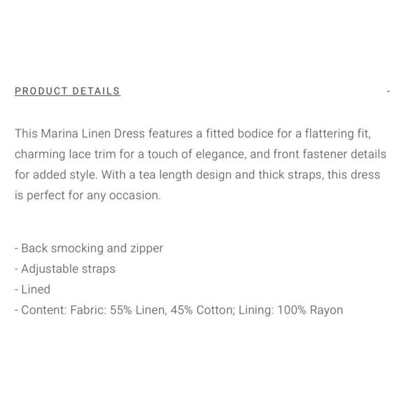 o.p.t Marina White Linen Midi Dress – Fitted Bodice w/ Lace Trim, Size 2 - Picture 9 of 11